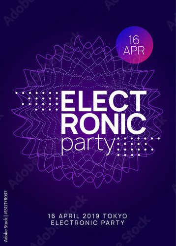 Discotheque Magazine. Electro Invite. Sound Background. Pink Techno Design. Psychedelic Disco Illustration. Dance Concert Template. Green Music Event. Blue Discotheque Magazine