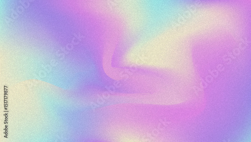 Noise Gradient Background. Abstract Grainy Bg In Pink, Purple And Blue Colors. Iridescent Hologram. Pearlescent Holographic Texture With Rainbow Foil. Cloudy Pastel Wallpaper With Ink Blend