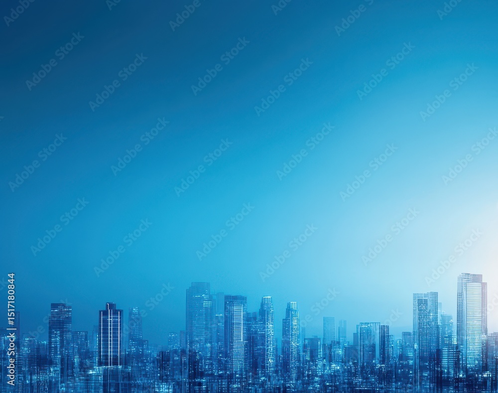 Vibrant City Skyline at Dusk with Blue Hue and Illuminated Buildings Capturing the Essence of Urban Life and Modern Architecture in a Calm Atmosphere Vibrant City Skyline at Dusk with Blue Hue and Illuminated Buildings Capturing the Essence of Urban Life and Modern Architecture in a Calm Atmosphere