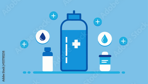 Hydration Reminder An illustrated water bottle nearby with hydration icons emphasizing the importance of staying hydrated before and after cold plunge therapy.