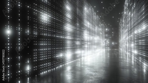 Futuristic LED Light Corridor Design Modern Architecture Interior Space