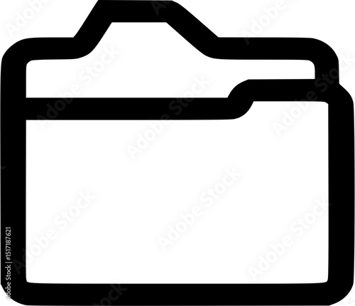A black outline icon of a file folder with a tab protruding to the right against a white background