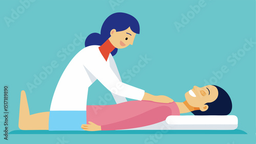 Gentle Facial Massage An illustration of a doctor using their hands to perform a gentle facial massage on a patient promoting relaxation and improving circulation.