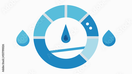 Hydration Meter A circular gauge displaying daily water consumption with a needle pointing to the optimal hydration level surrounded by icons of water droplets.