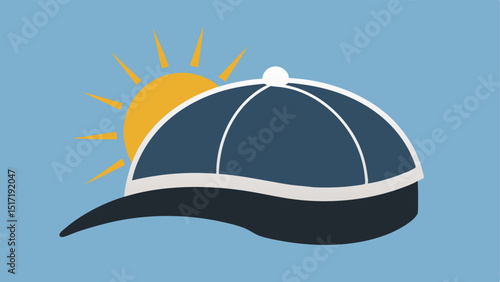 HeatReflecting Cap A stylish cap with a reflective exterior layer illustrated with sun rays bouncing off the fabric emphasizing its ability to reduce heat buildup and ensure