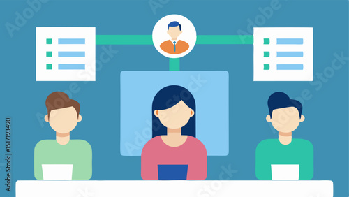Attendance System A classroom or office environment where individuals are registering attendance using a facial recognition system that displays a list of names being checked