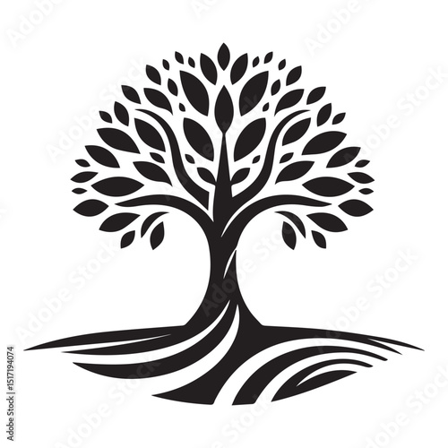 tree silhouette, editable vector image