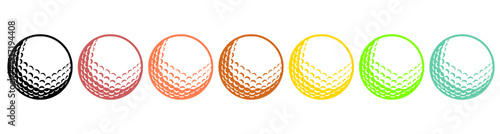 Vector Set Golf Ball - Black and White Close-up Icon isolated on transparent background. three-dimensional vector illustration eps file