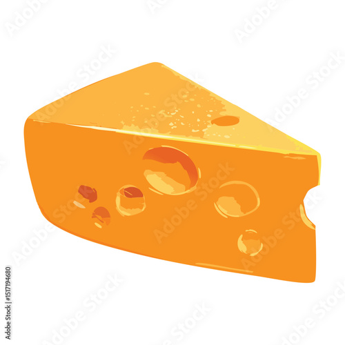 Classic Yellow Cheese Wedge Piece - Vector Illustration