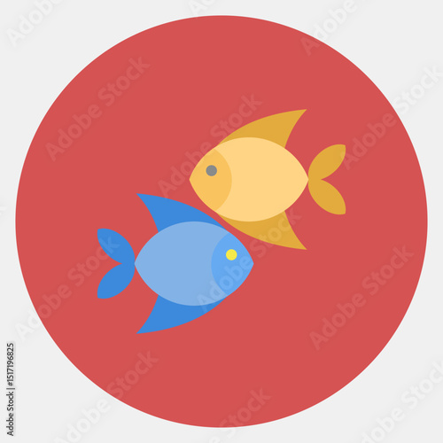 Icon pisces the fishes. Zodiac horoscope elements. Icon in color mate style.