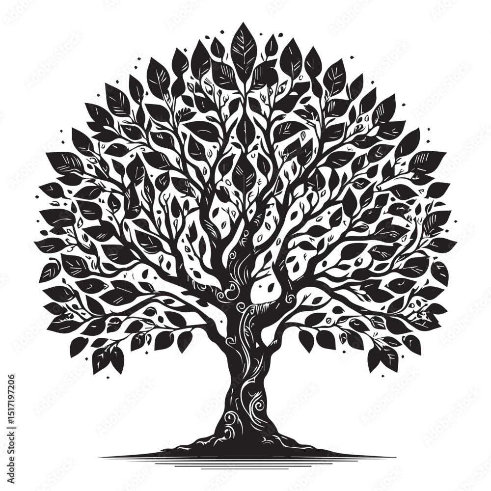 Obraz premium tree silhouette, editable vector image