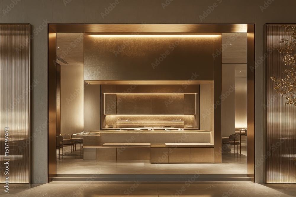 Elegant dining setup with golden accents and soft lighting, creating a romantic atmosphere for a special occasion or celebration in a beautifully arranged venue Elegant dining setup with golden accents and soft lighting, creating a romantic atmosphere for a special occasion or celebration in a beautifully arranged venue