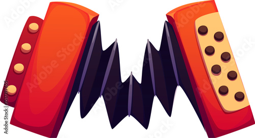 Cartoon musical font letter M as an accordion, music instrument typeface, entertainment funny type, English alphabet. Isolated vector abc, artistic typography character represents creativity or rhythm