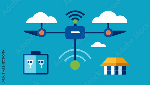 Data Transmission A drone is shown transmitting data wirelessly to a farmers device with icons depicting connectivity and cloud data storage.