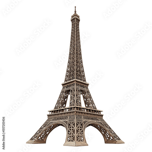 Eiffel Tower miniature model isolated on white background