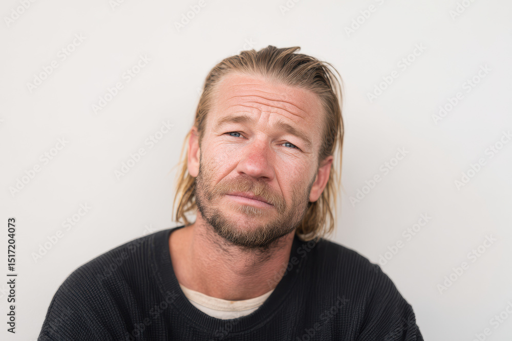 Obraz premium portrait of american homeless person their face with exaggerated bright emotion