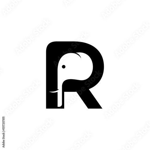elephant, r, elephant and letter R logo designs