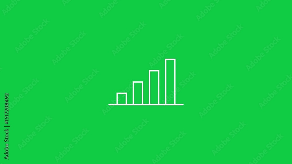 Animated Growth Bar Chart with Four Ascending Bars on Green Screen ...