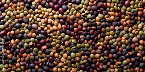 A diverse array of lentils forming a textured background for food concepts