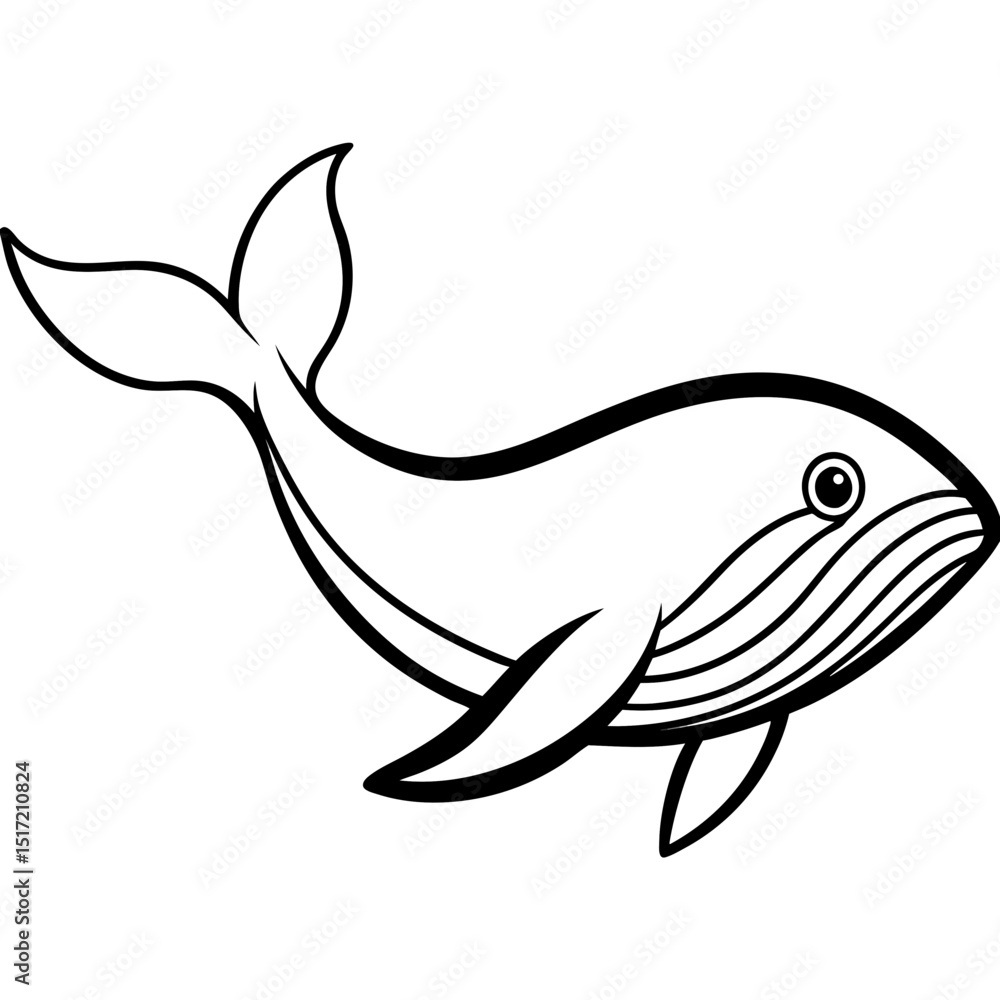 Minimal Bowhead Whale Vector on White Minimal Bowhead Whale Vector on White