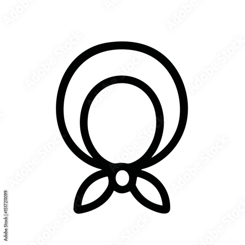 Simple Outline Woman with Headscarf Line Art Traditional Clothing Icon