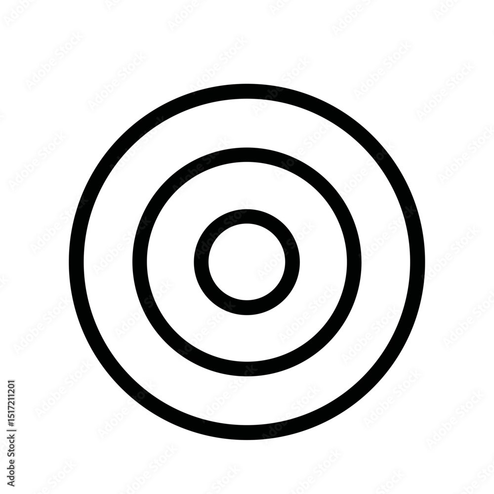 Simple Outline Concentric Circle Target Shape Icon Isolated on White Background Simple Outline Concentric Circle Target Shape Icon Isolated on White Background