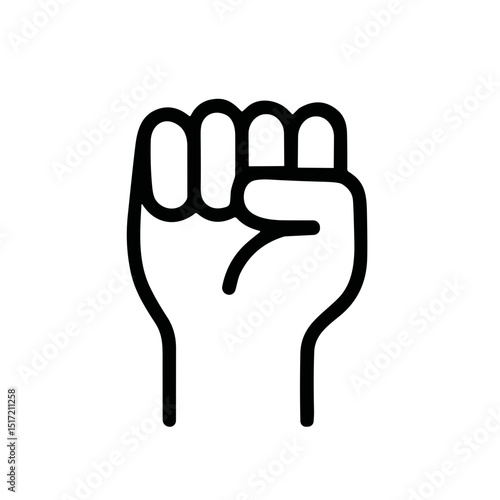 Minimalist Line Art Raised Fist Symbol of Solidarity and Resistance Icon