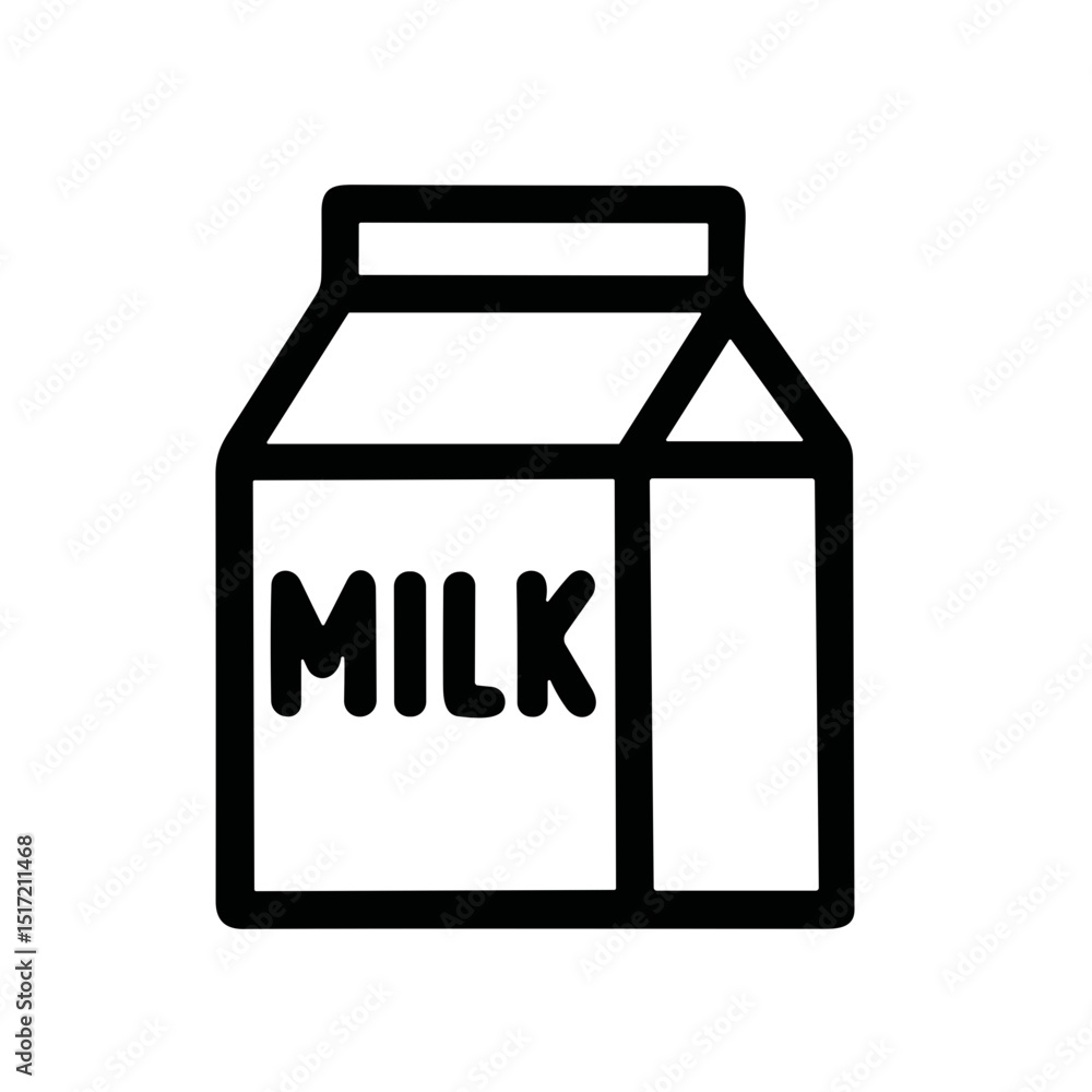 Handdrawn Outline Milk Carton Beverage Container Package Dairy Product Icon Handdrawn Outline Milk Carton Beverage Container Package Dairy Product Icon