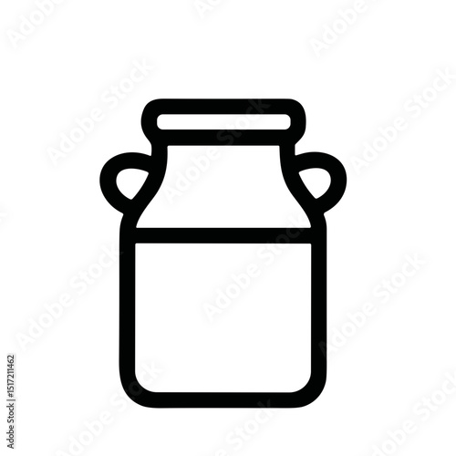 Simple Line Art Milk Can Illustration Icon of Dairy Product
