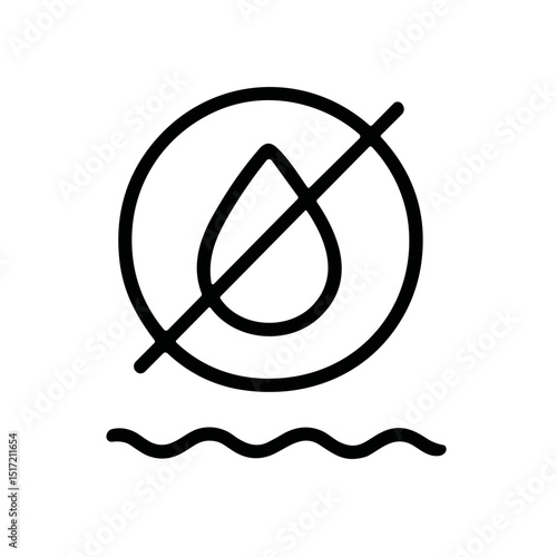 Simple Outline No Water Drop Circle Graphic Symbol Sign Icon