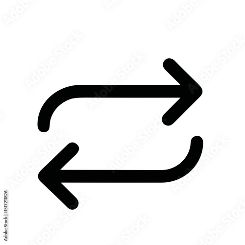 Simple Line Style Reversible Arrow Icon Shape, Directional Movement Element