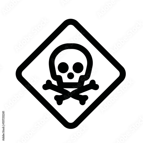 Simple Outline Skull and Crossbones Death Warning Sign Icon Symbol