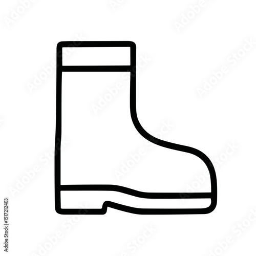 Minimalist Outline Single Wellies Boot Footwear Rain Gear Glyph Icon