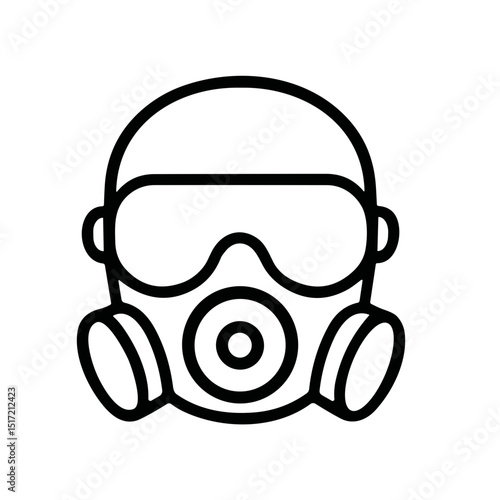 Minimalist Outline Safety Gas Mask Protection Equipment Line Icon Illustration