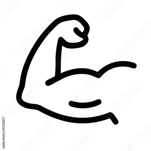 Simple Line Art Bicep Muscle Arm Strength Illustration Symbol