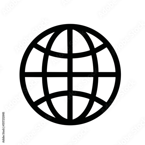 Simple Line Style World Globe Grid Network Connection Icon Shape