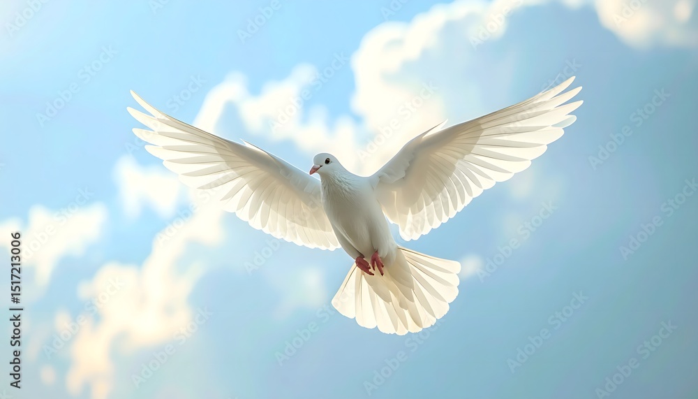 Fototapeta premium Soaring Dove Against Bright Sky – Freedom and Hope Concept
