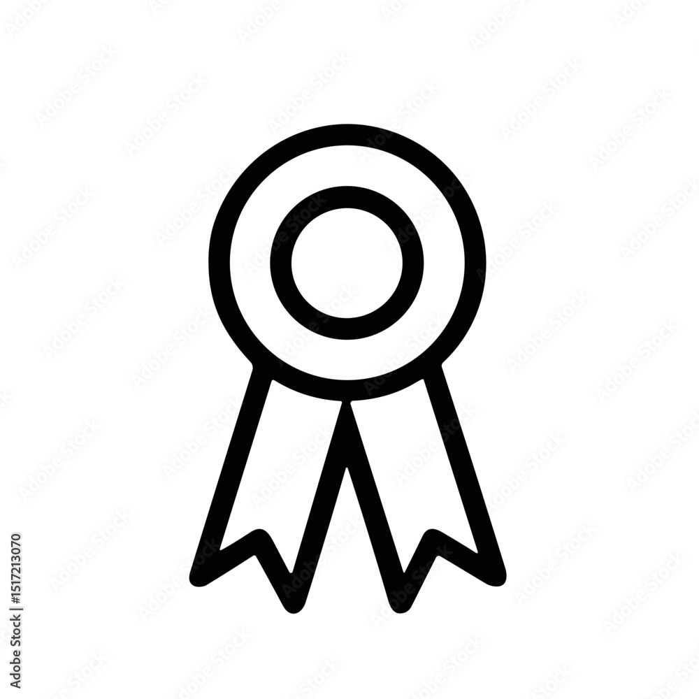 Simple Line Drawing Award Ribbon Badge Achievement Prize Symbol Icon Simple Line Drawing Award Ribbon Badge Achievement Prize Symbol Icon