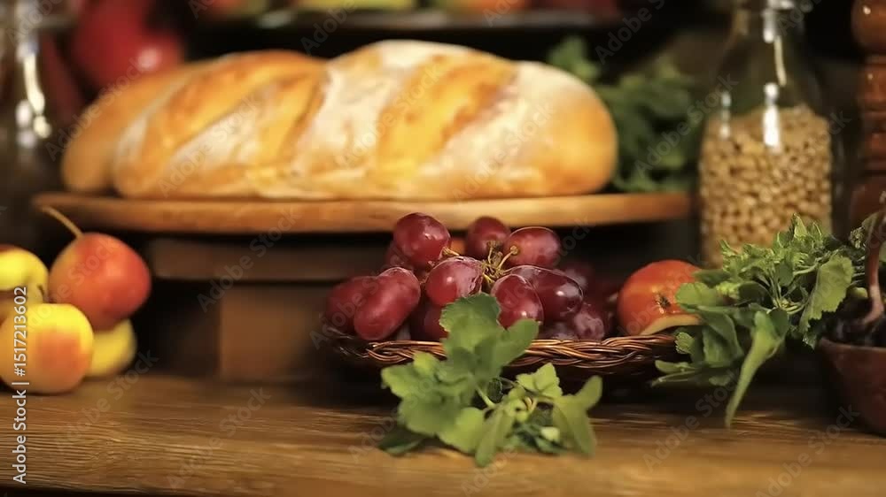 still life with bread and fruits still life with bread and fruits
