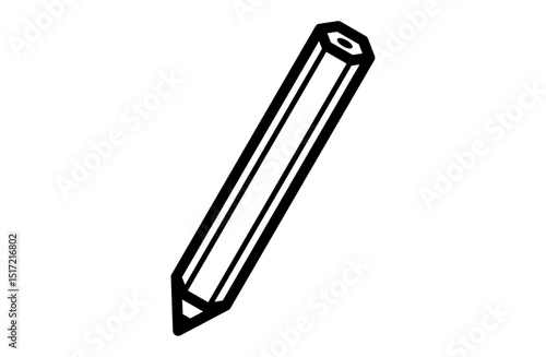 六角鉛筆アイコン – 学習や描画を表すクラシックな文房具デザイン