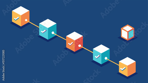 Audit Trail A pathway of numbered blocks representing an audit trail of votes showing how each vote can be traced back for verification within the blockchain system.