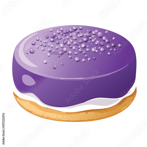 Purple Biscuit Cake with Smooth White Drizzle - Vector Illustration