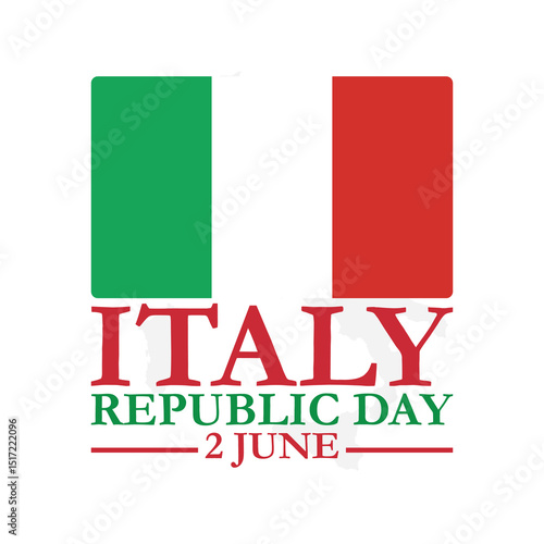 Italy republic day vector banner, greeting card. Italian wavy flag in 2nd of June national patriotic holiday. Italy republic day greeting card, banner, vector illustration.