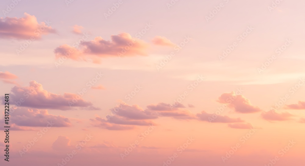 Naklejka premium Romantic Pastel Skyscape Coral Pink Cloudscape