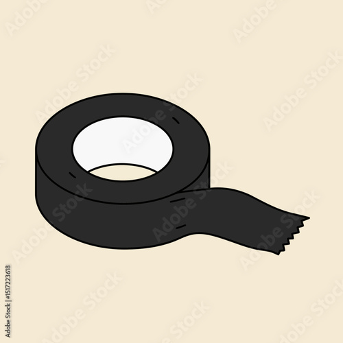 Roll of Black Electrical Tape with Jagged End