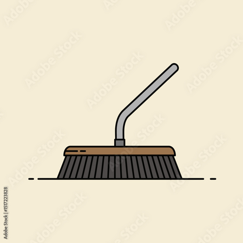 Simple Line Art Illustration of a Broom with a Curved Handle