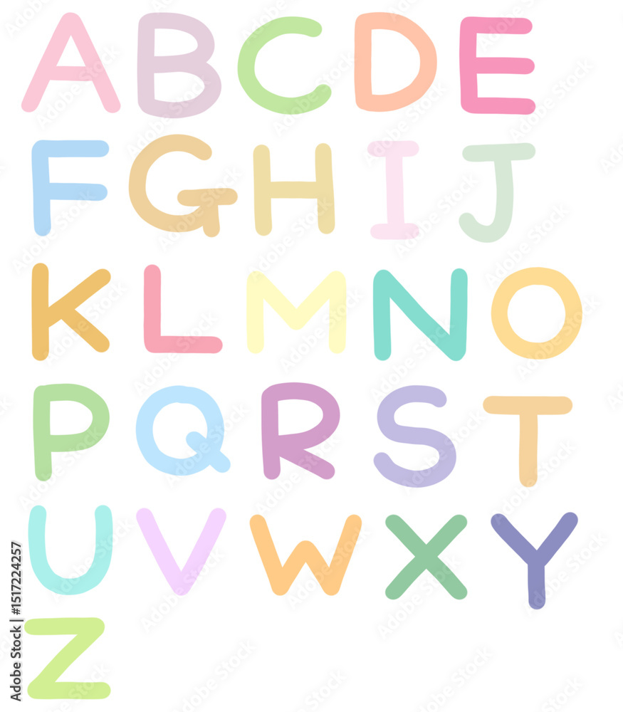 Fototapeta premium Pastel English Uppercase Alphabet Set. Design Decorative Elements.