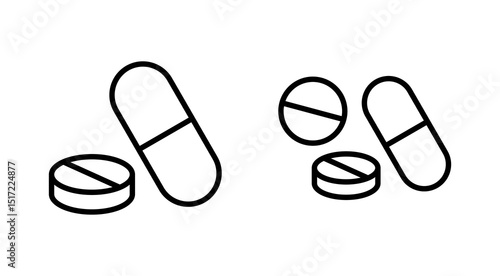Pills icon vector. capsule icon. Drug sign and symbol