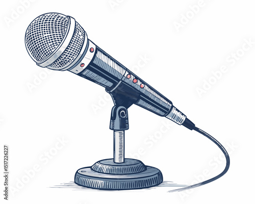 Create a bold, vector illustration of a conference microphone with a thick, black stroke.  Ensure high resolution and clean lines.