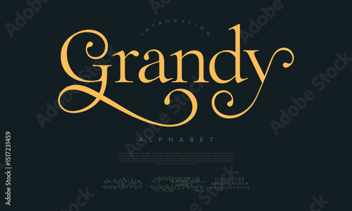 Classic serif font with luxurious swashes and refined details, perfect for elegant headlines and stylish branding